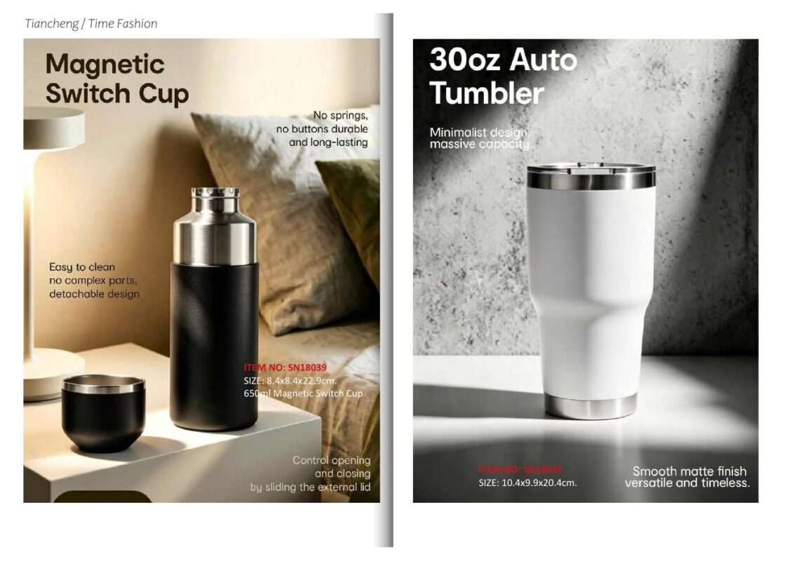 Custom magnetic tumbler catalogue sample