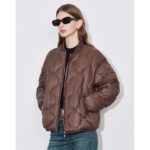 Women's custom brown puffer jacket